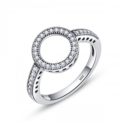 Anillo de plata de estilo Pandora con anillo de halo - SCR041 Anillo de plata de estilo Pandora con anillo de halo - SCR041