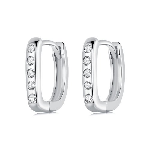 Pendientes sencillos en forma de D estilo PANDORA - BSE1084-WH
