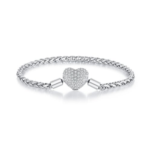 Pulsera de cadena brillante en forma de corazón al estilo Pandora - BSB133