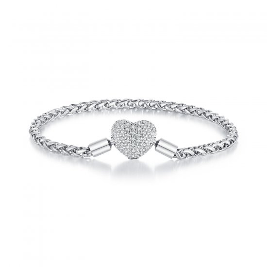 Pulsera de cadena brillante en forma de corazón al estilo Pandora - BSB133 - Haga click en la imagen para cerrar
