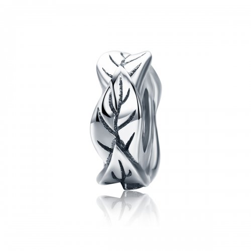 Charm de separador de hojas blancas de plata al estilo Pandora - SCC597