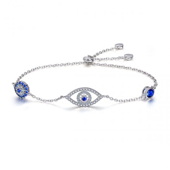 Pulsera deslizante de cadena con ojo protector de estilo Pandora en plata - SCB089 - Haga click en la imagen para cerrar