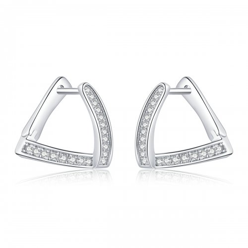 Aretes tipo Pandora de plata con diseño geométrico - SCE975