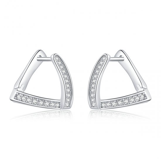 Aretes tipo Pandora de plata con diseño geométrico - SCE975 - Haga click en la imagen para cerrar