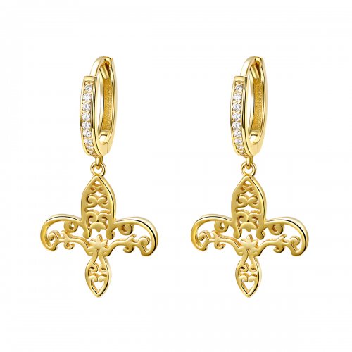 Estilo Pandora Pendientes colgantes de iris bañados en oro - SCE535