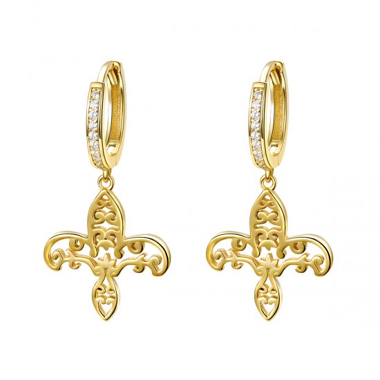 Estilo Pandora Pendientes colgantes de iris bañados en oro - SCE535 - Haga click en la imagen para cerrar