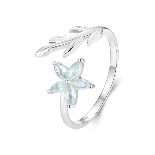 Anillo abierto con flor verde estilo PANDORA - BSR533-E