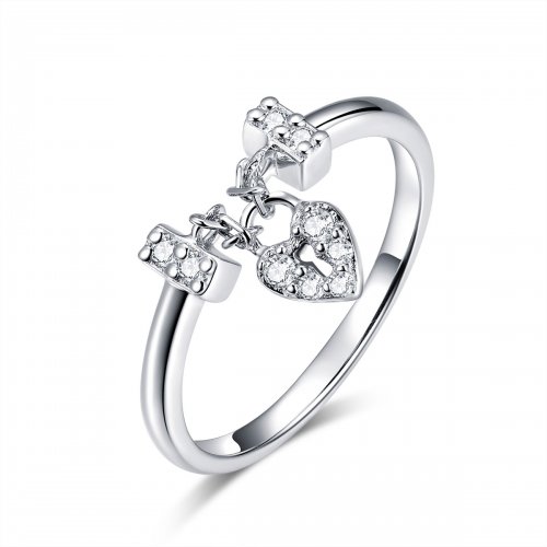 Anillo de plata con candado en forma de corazón al estilo Pandora - SCR466