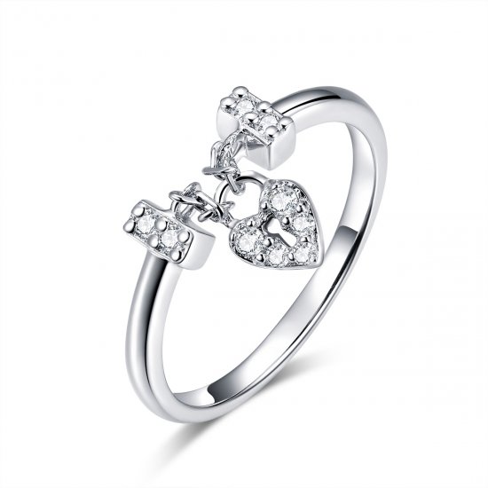 Anillo de plata con candado en forma de corazón al estilo Pandora - SCR466 - Haga click en la imagen para cerrar
