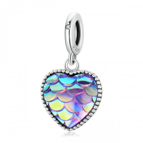 Pendiente de Corazón con Escamas de Pez al estilo Pandora - SCC2007 Pendiente de Corazón con Escamas de Pez al estilo Pandora - SCC2007