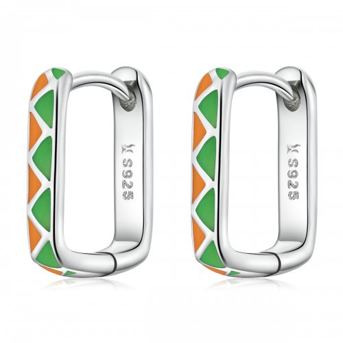 Aros de aro estilo Pandora con contraste de colores simples - SCE1371-GN