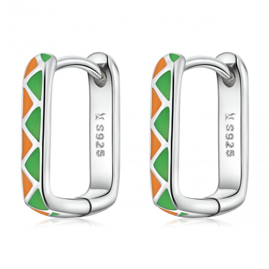 Aros de aro estilo Pandora con contraste de colores simples - SCE1371-GN - Haga click en la imagen para cerrar