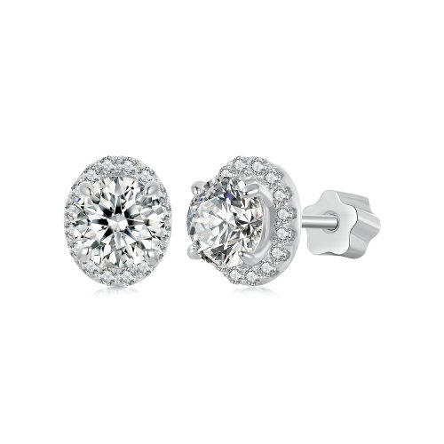 Pendientes estilo PANDORA con moissanita estrellada de 0,5 ct (dos certificados) - MSE054