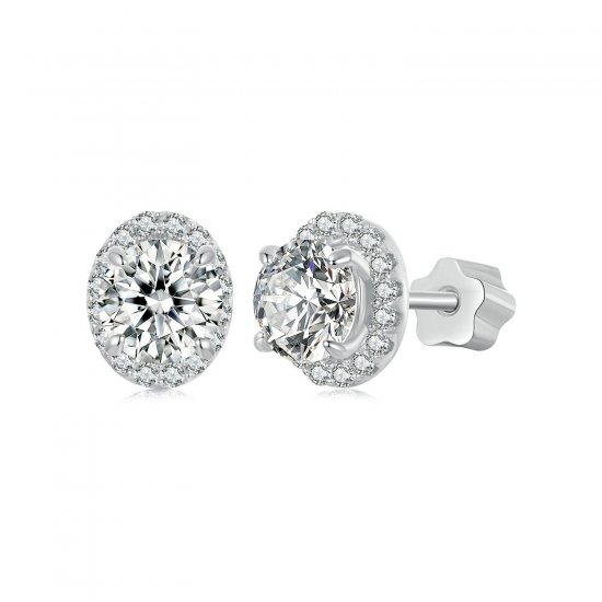 Pendientes estilo PANDORA con moissanita estrellada de 0,5 ct (dos certificados) - MSE054 - Haga click en la imagen para cerrar
