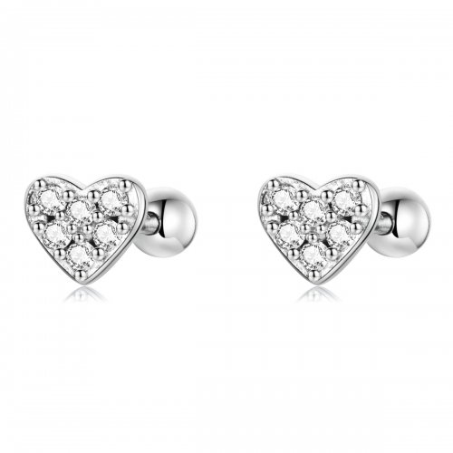 Pendientes de botón estilo Pandora Love Simple - SCE1298