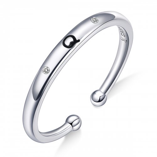 Anillo abierto estilo Pandora con letra Q - SCR544-Q