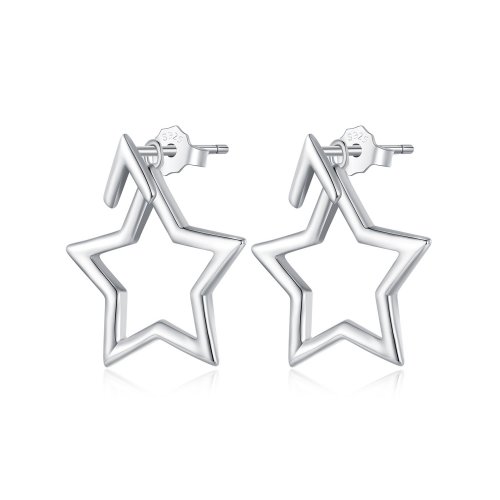 Pendientes de Estilo Pandora con Estrellas de Cinco Puntas - BSE901