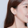 Pendientes de botón de estilo Pandora en plata con diseño de mariquita - SCE715
