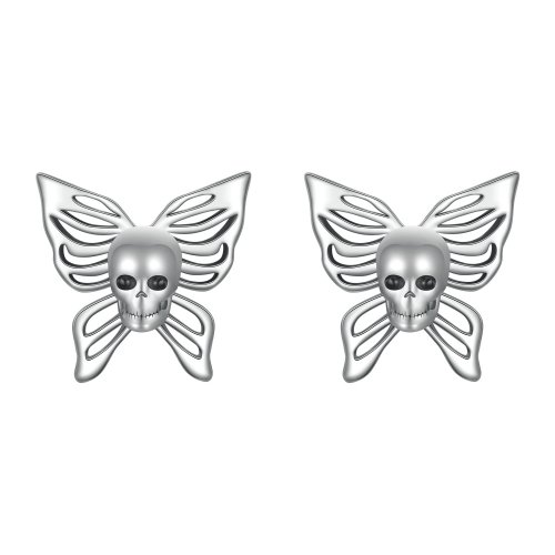 Pendientes estilo PANDORA con calavera y mariposa - SCE1798