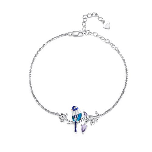 Pendientes de botón con diseño estilo Pandora en forma de huellas de perro azules - SCE1574-LB