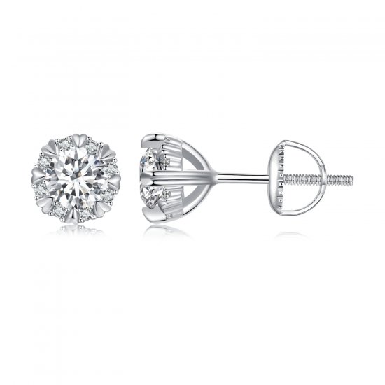 Estilo Pandora Exquisitos Pendientes de Moissanita con Certificados (Dos Certificados) - MSE017 - Haga click en la imagen para cerrar