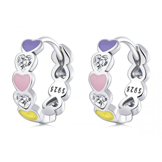 Aretes de aro con corazón arcoíris estilo Pandora - SCE1342 - Haga click en la imagen para cerrar