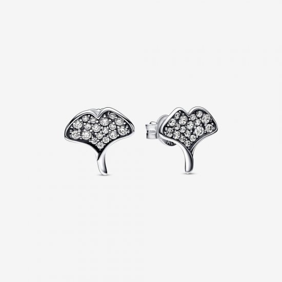 Pendientes de botón de plata de ley Pandora Ginkgo - 292439C01 - Haga click en la imagen para cerrar