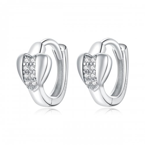 Pendientes de Aro Plateados con Estilo Pandora de Amor Brillante - SCE1109
