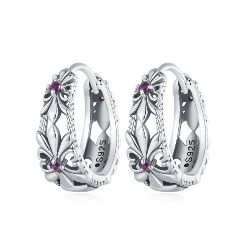 Pendientes de estilo Pandora con aro vintage de iris - SCE1649