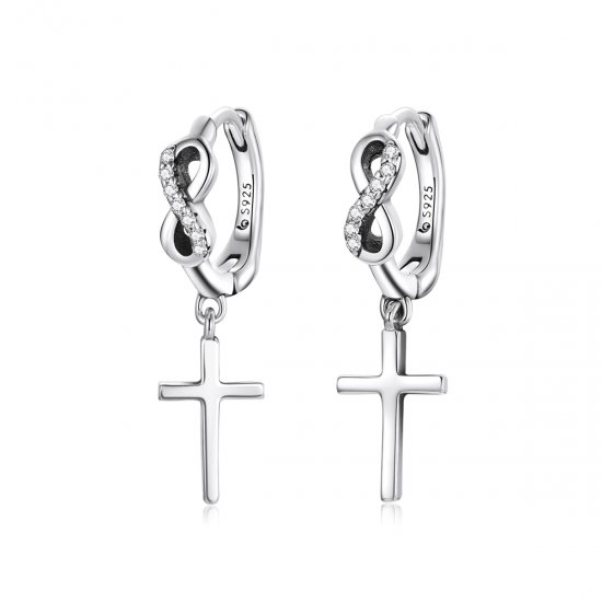 Estos pendientes estilo Pandora con cruz creativa son perfectos para lucir aros - BSE474 - Haga click en la imagen para cerrar