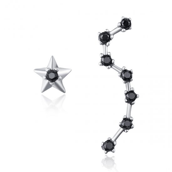 Pendientes de botón estilo Pandora de plata con la Osa Mayor grande - SCE166 - Haga click en la imagen para cerrar