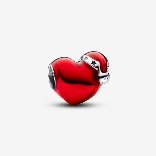 Charm de corazón navideño rojo metálico de Pandora - 792336C01