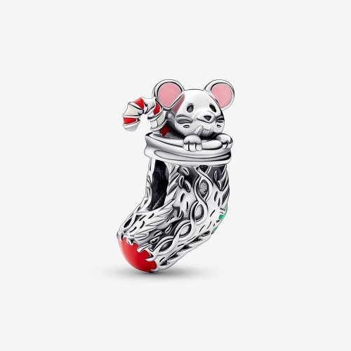 PANDORA Charm festivo de ratón y calcetín - 792366C01