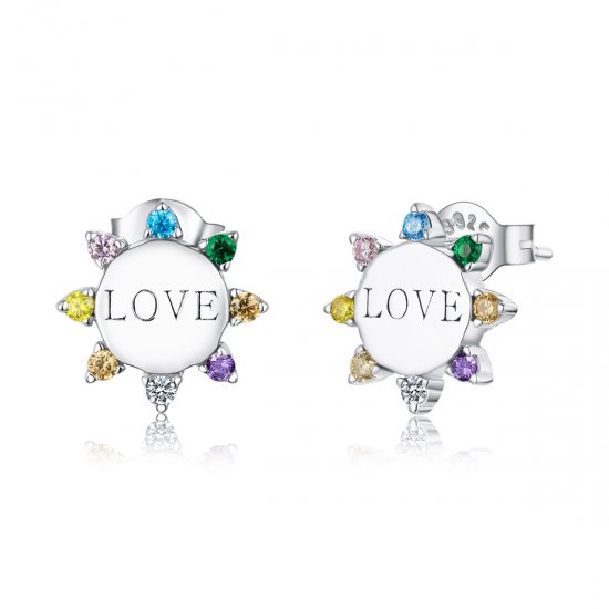 Estilo Pandora Pendientes de Tuerca Dulce Amor - SCE892 - Haga click en la imagen para cerrar