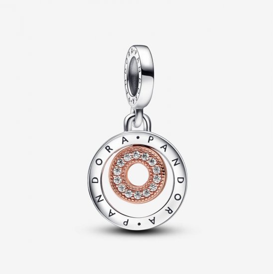 Charm colgante con círculos y logotipo de Pandora en dos tonos - 782287C01 - Haga click en la imagen para cerrar