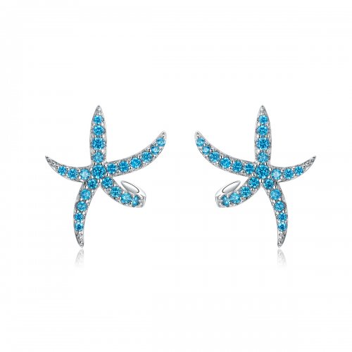 Pendientes de Estrella de Mar de Plata al Estilo Pandora - BSE136