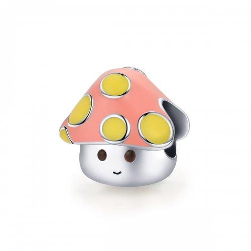 Charm en estilo Pandora de color plateado con pequeños hongos coloridos - SCC1853