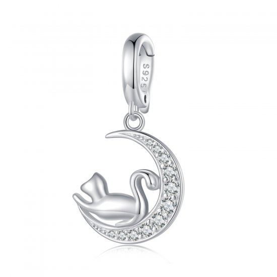 Colgante Luna y Gato Estilo Pandora - SCC2571 - Haga click en la imagen para cerrar