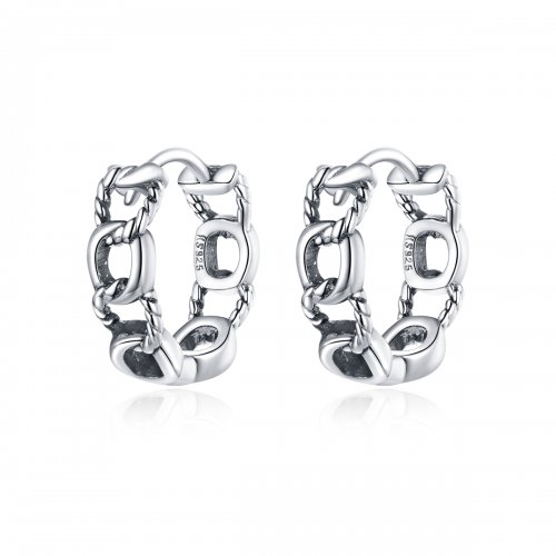 Pendientes de Aro de Cadena Simple de Estilo Pandora Plateados - SCE960