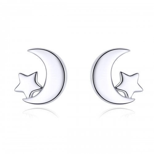 Estos aretes de botón de estilo Pandora tienen forma de luna y estrellas - SCE726