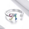 Anillo abierto estilo Pandora con letra M en colores vibrantes - SCR723-M