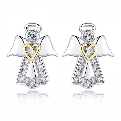 Estilo Pandora Pendientes de Plata y Chapados en Oro con Diseño de Meteorito - SCE476
