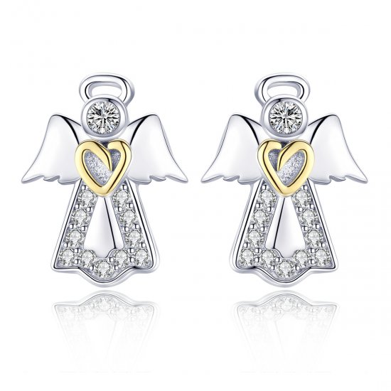 Estilo Pandora Pendientes de Plata y Chapados en Oro con Diseño de Meteorito - SCE476 - Haga click en la imagen para cerrar