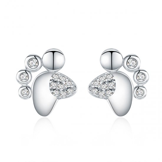 Pendientes de botón con huellas de gatito lindo antialérgico de plata estilo Pandora - BSE033 - Haga click en la imagen para cerrar