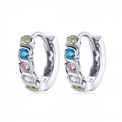 Aretes de argolla estilo Pandora con brillo - SCE1166-A