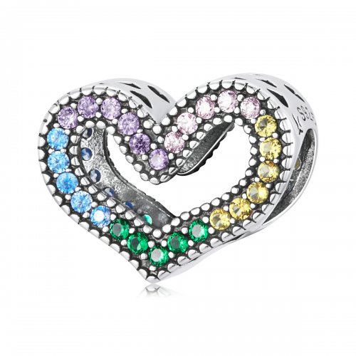 Charm estilo Pandora con corazón arcoíris - SCC2137