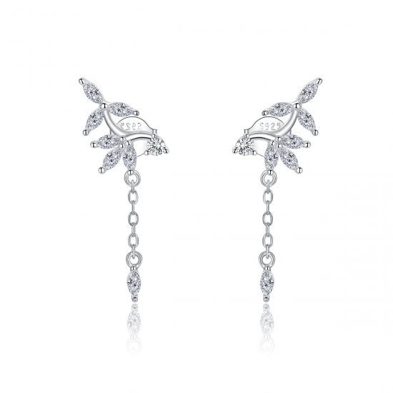 Pendientes colgantes de flores brillantes de estilo Pandora en plata - BSE350 - Haga click en la imagen para cerrar