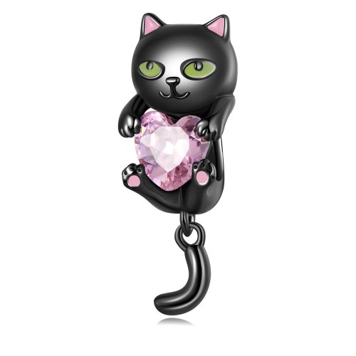 Charm estilo Pandora de gatito negro pequeño - SCC2329