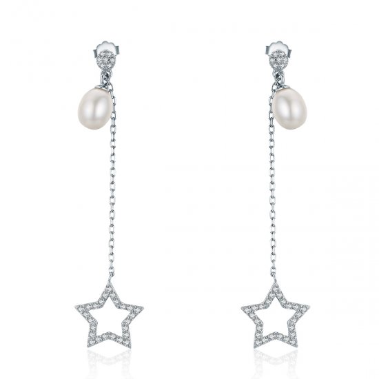Pendientes colgantes estilo Pandora con brillantes estrellas - VSE127 - Haga click en la imagen para cerrar