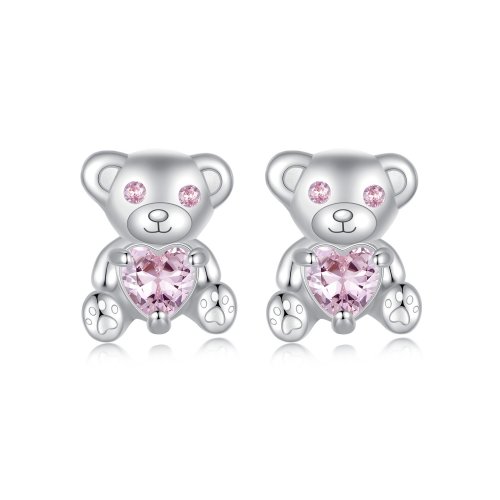 Pendientes con forma de oso de amor estilo PANDORA - SCE1774